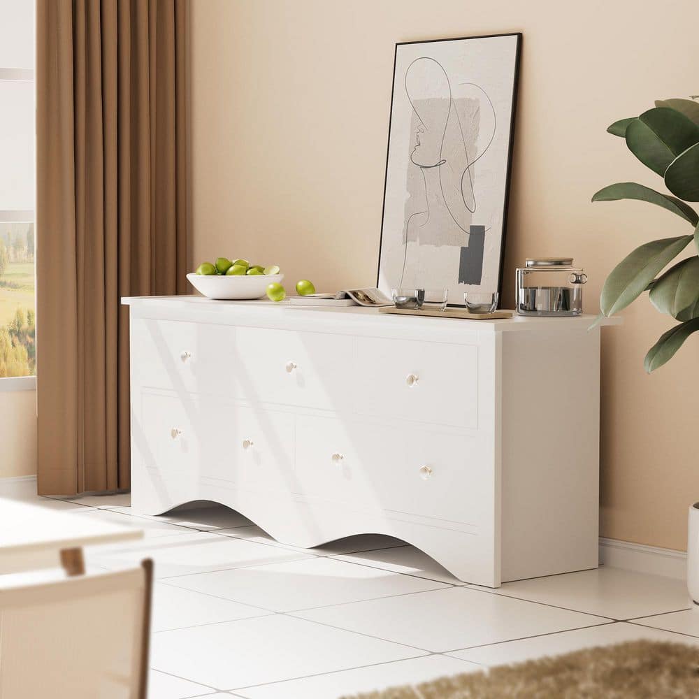 Creaser 52 in. Black MDF Dresser for Bedroom, Wide Chest of Drawers with 5-Wood Dresser Drawers - thumbnail 7
