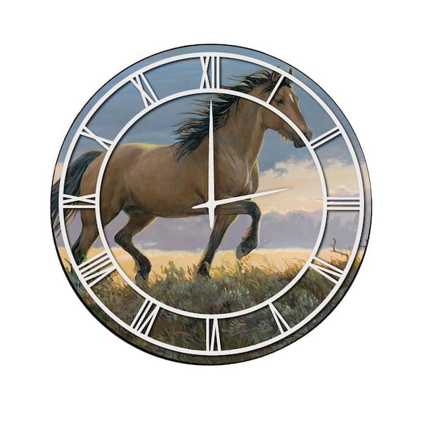 Unbranded "Buckskin Stallion" Full Coverage Art and White Numbers Imaged Wall Clock