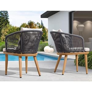 Patio Dining Chair Set Modern Outdoor Furniture Seating for Garden Deck 2 Pieces Set, Cushions and Pillows Included