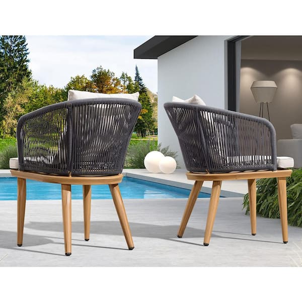 PURPLE LEAF Patio Dining Chair Set Modern Outdoor Furniture Seating for Garden Deck 2 Pieces Set, Cushions and Pillows Included