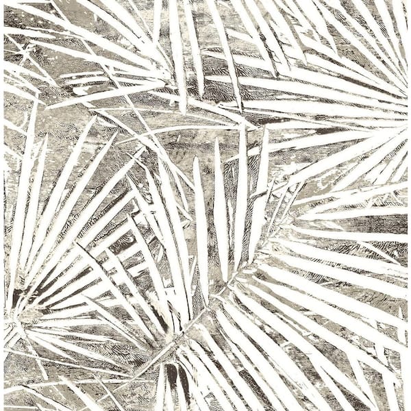 17.08 sq. ft. Pavestone Fossil Palm Vinyl Peel and Stick Wallpaper Roll