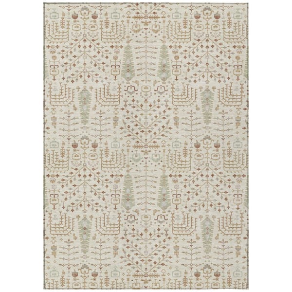 Chantille Machine Washable Indoor/Outdoor Abstract ACN3118 Cream 8 ft. x 10 ft. Area Rug