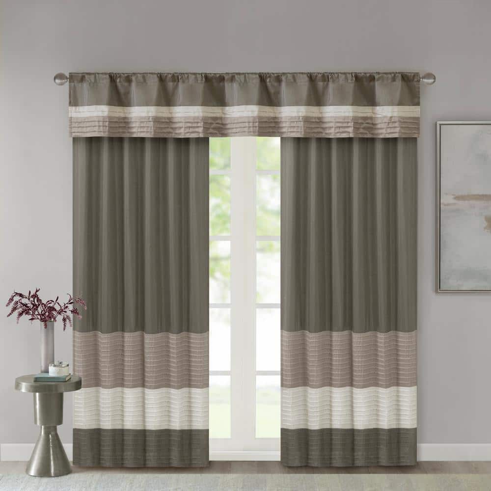 Natural Polyoni Pintuck Window Valance with Rod Pocket