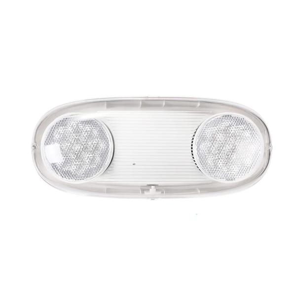 MEDINAH POWER LED Wet Location Emergency Light with 2 Round Adjustable Flood Lamps, 90 Min Backup, UL Listed, 120/277VAC, White