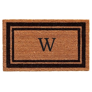 Black Border 24" x 48" Monogram Doormat (Letter W)
