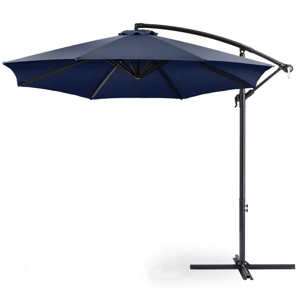 10 ft. Offset Hanging Market Patio Umbrella with Blue Canopy