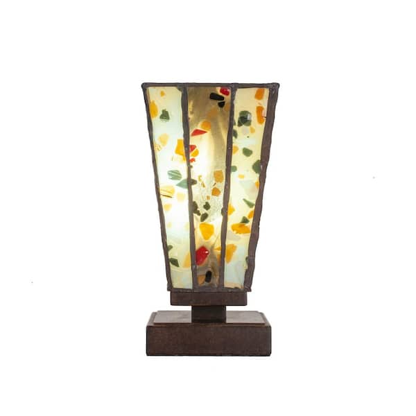 Unbranded Quincy 8.75 in. Dark Granite Accent Lamp with Glass Shade