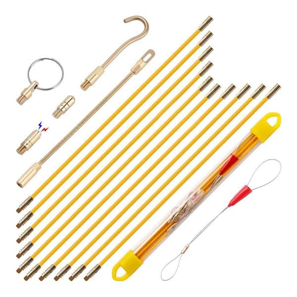33 ft. Fiberglass Running Electrical Wire Cable Pulling Fish Tape Kit with 5 Different Attachments and Fish Tape Tool