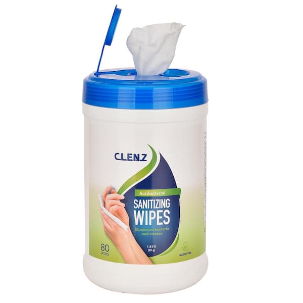 Alpine Industries Clenz 80-Count Light Lemon Scented Antibacterial Sanitizing Wet Wipes (60-Pack)