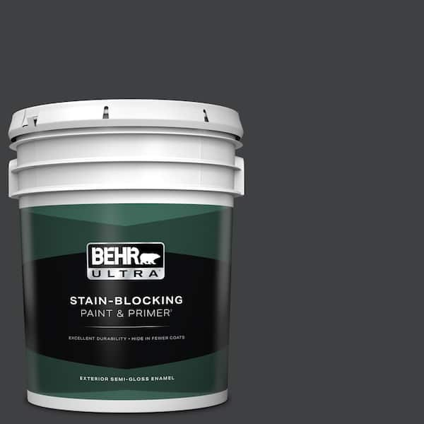 BEHR ULTRA 5 gal. Home Decorators Collection #HDC-MD-04 Totally Black Semi-Gloss Enamel Exterior Paint & Primer