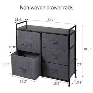 32.7 in. W x 30.3 in. H Black Gray Pull-Out Non-Woven 5-Drawer Storage
