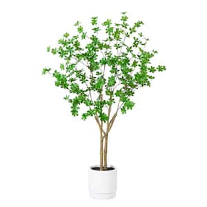 5 ft. Artificial Enkianthus Tree in White Decorative Planter