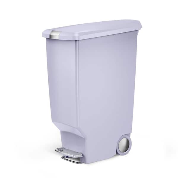 10.6 Gal. / 40L Slim Step Kitchen Trash Can, Lilac Plastic with Soft-Close Locking Lid