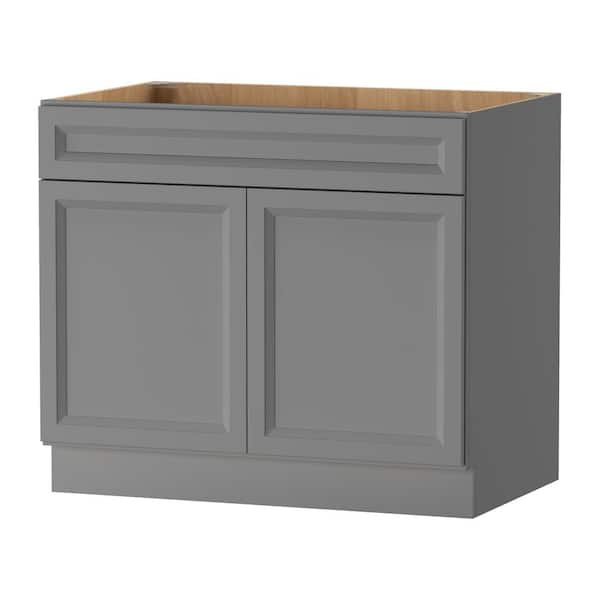 Keyport Shaker 39 in. W x 24 in. D x 34.5 in. H Charcoal Plywood Tool-Free Ready To Assemble Sink Base Kitchen Cabinet