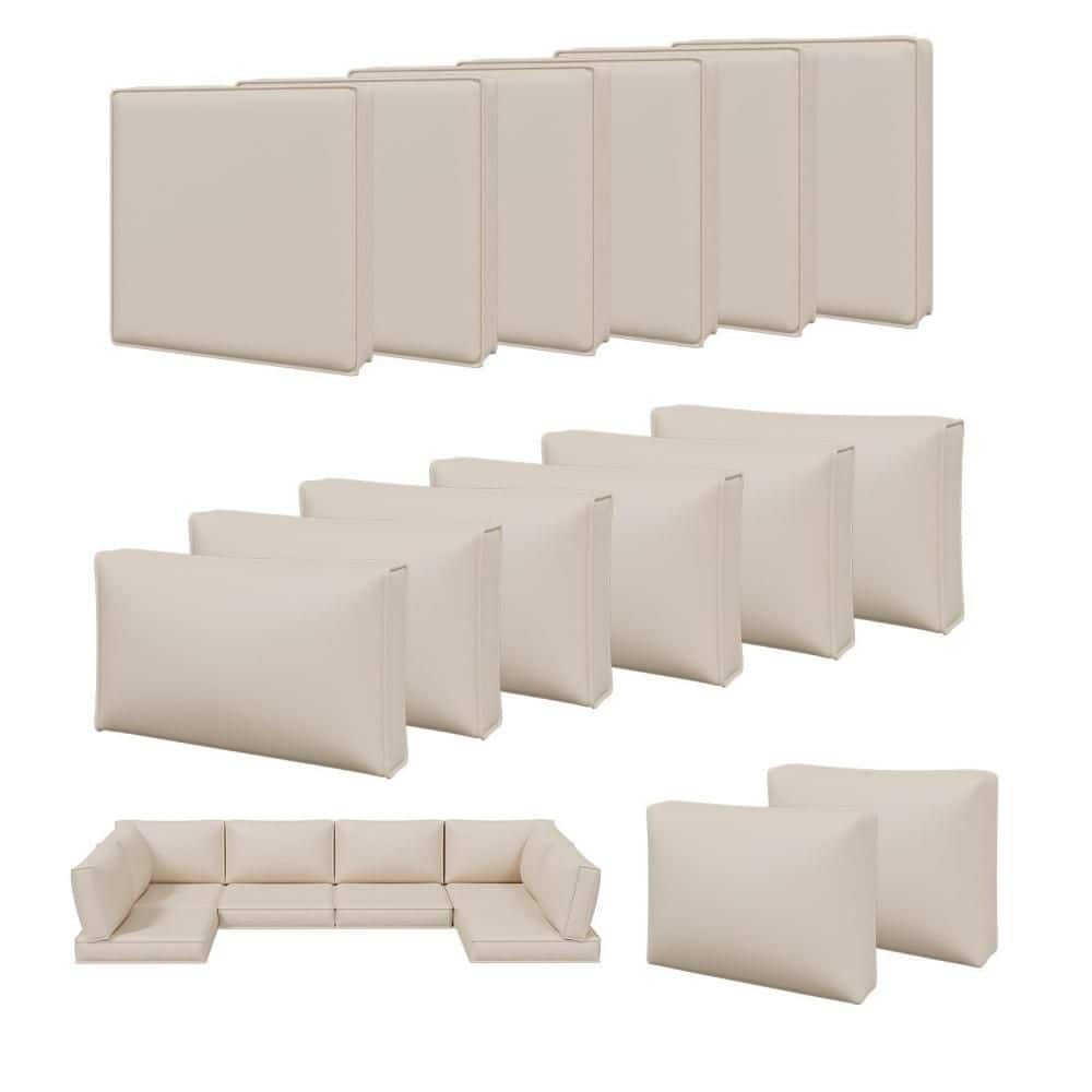 14-Pack Patio Cushion Cover Replacements with Zipper and Non-Slip Bottom, 3-Size Waterproof Cushion Cover, Beige price history on PriceWatchPro
