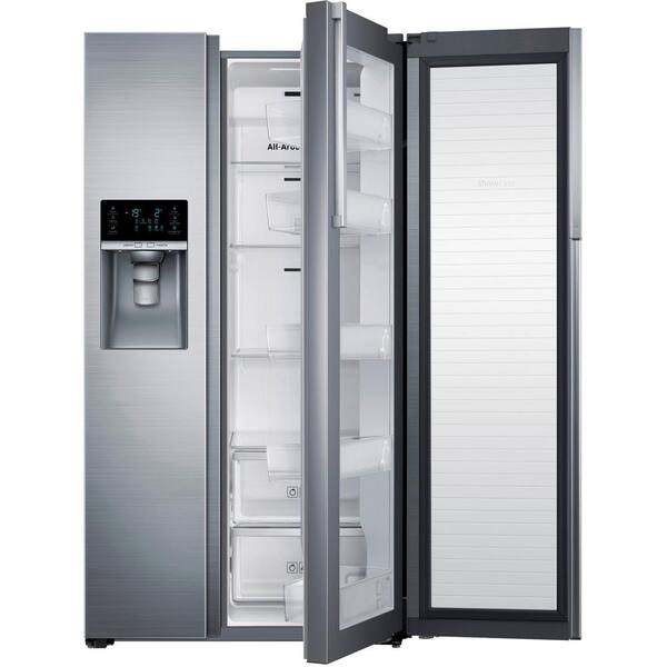 Samsung 28.5 cu. ft. Side by Side Refrigerator in Stainless Steel, Food Showcase Design