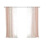 52 in. W x 84 in. L Blackout Dimanche Tulle Sheers and Star Cutout Curtains in Dusty Pink