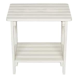 20 in. Tall Eggshell White Rectangular Wood Outdoor Side Table