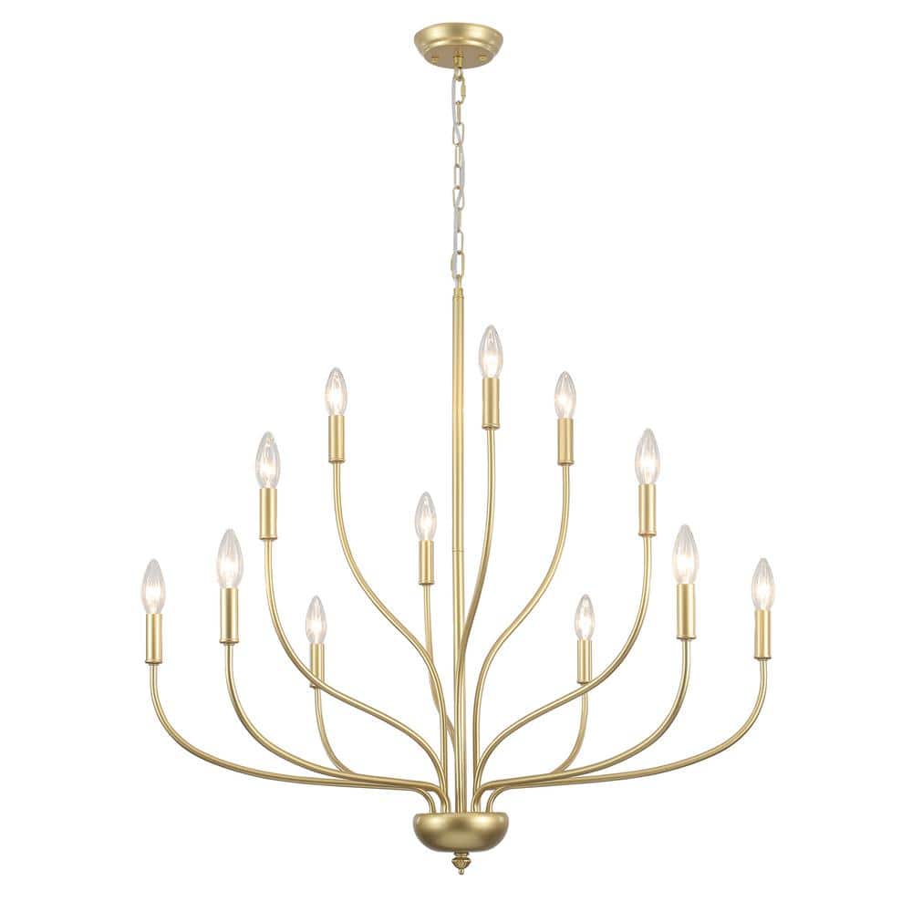 12-Light Large Modern Farmhouse Gold Chandelier Classic Candlestick Dining Room Pendant Light price history on PriceWatchPro