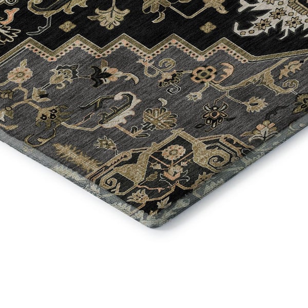 Mayfield Premium Machine Washable Abstract AMF1036 Black 5 ft. x 7 ft. 6 in. Area Rug