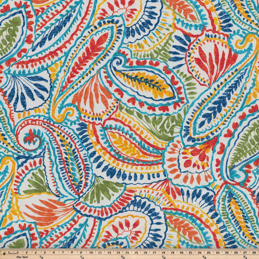 Vibrant Paisley Outdoor Square Throw Pillow Set, 2-Pack