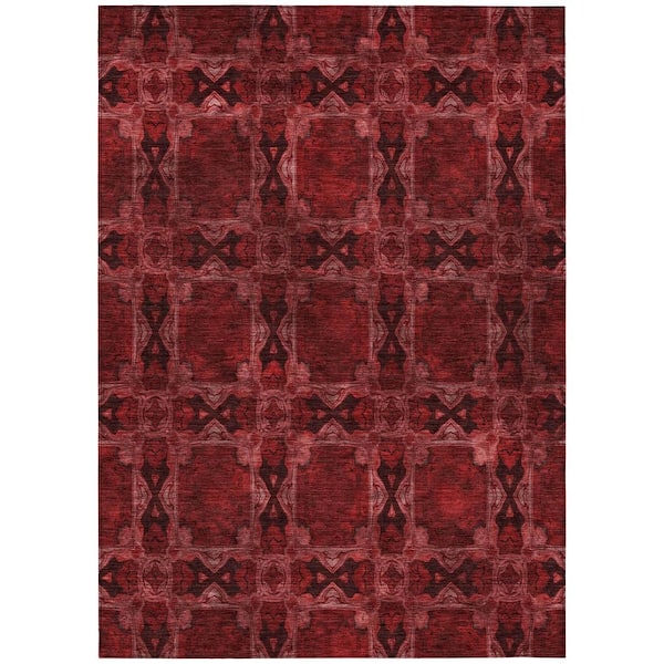 Chantille ACN564 Burgundy 9 ft. x 12 ft. Machine Washable Indoor/Outdoor Geometric Area Rug