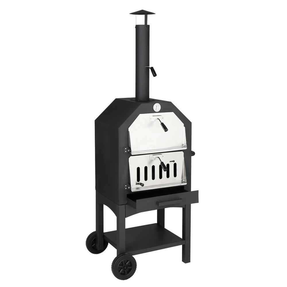 Karl home 25.98 in. Wood Burning Outdoor Pizza Oven in Black