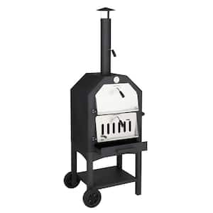 25.98 in. Wood Burning Outdoor Pizza Oven in Black