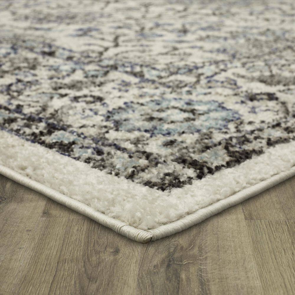 Bonilla Sky Blue Floral Synthetic Area Rug, 5'3" x 8'