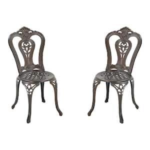 2-Piece Bronze Cast Aluminum Outdoor Garden Bistro Armless Chair