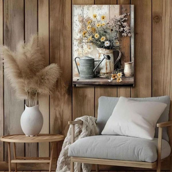 12X16in Rustic Daisy Canvas Wall Art Farmhouse Bathroom Wall Decor
