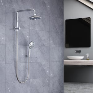 6-Spray Patterns with 2.2 GPM 8 in. Wall Mount Dual Fixed Shower Heads with Screw-Free Installation in Polished Chrome