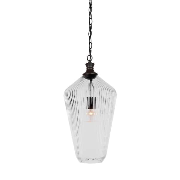 Unbranded Orleans 60-Watt 1-Light Matte Black Shaded Mini Pendant Light with Glass Shade