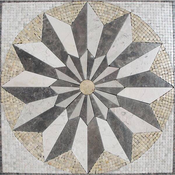 MSI Venti Blend Medallion 24 in. x 24 in. x 10 mm Tumbled Marble Mesh Mounted Mosaic Tile
