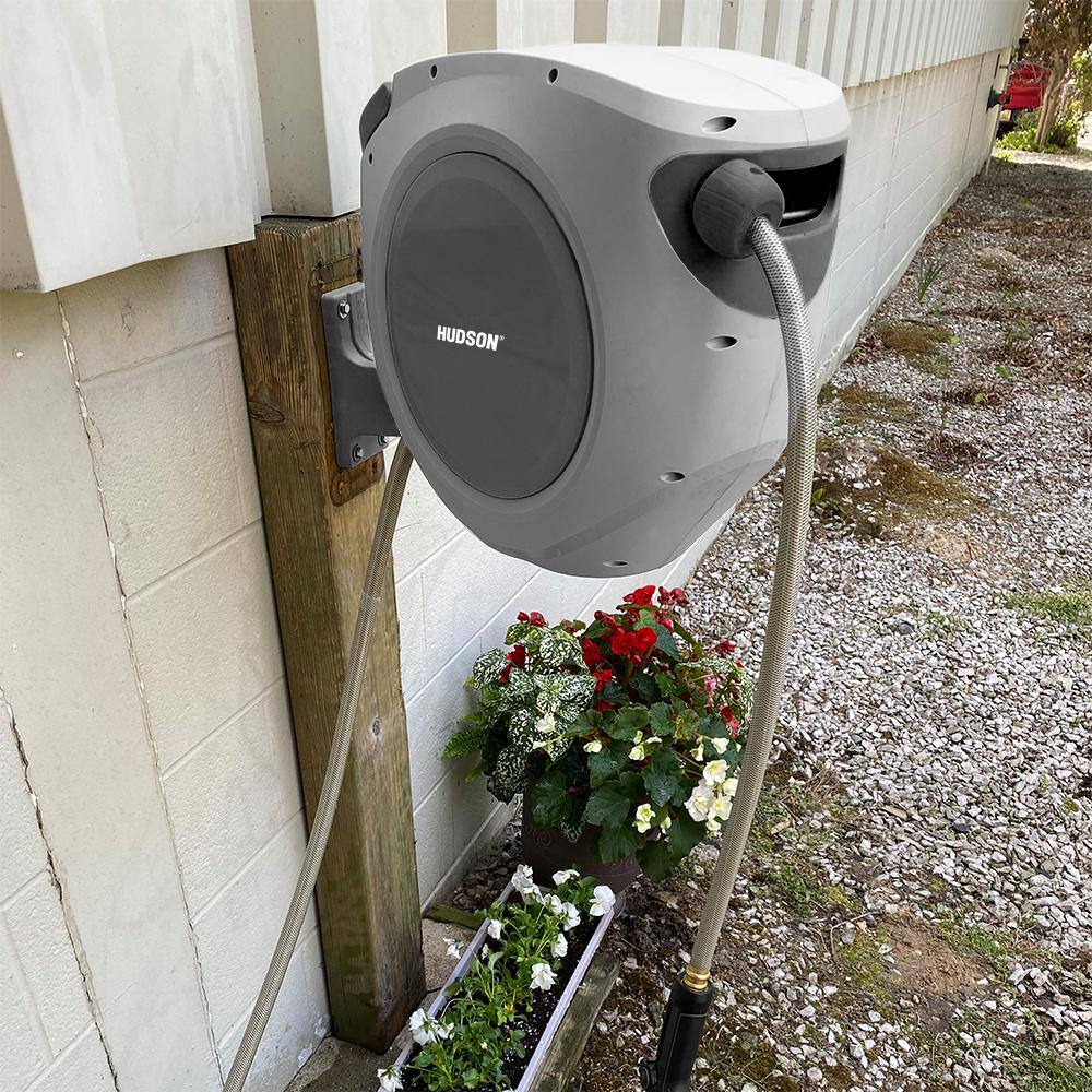 Hudson Gray Retractable 50 ft. Hose Reel with 9-Pattern Nozzle