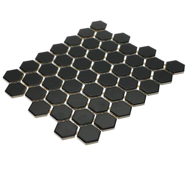 Daltile Restore Black 12 in. x 10 in. Glazed Ceramic Hexagon