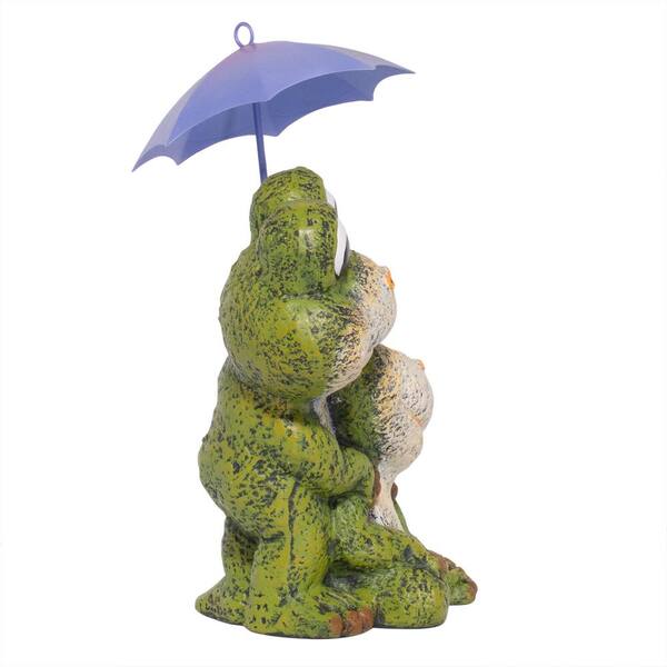 Alpine Corporation Frog Duo with Purple Umbrella Statue