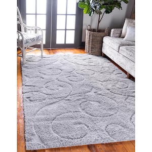 Floral Shag Carved Gray 4' 0 x 6' 0 Area Rug