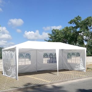 10 ft. x 20 ft. Canopy Tent Outdoor Gazebo with 6 Removable Sidewalls for Household, Wedding, Party, White