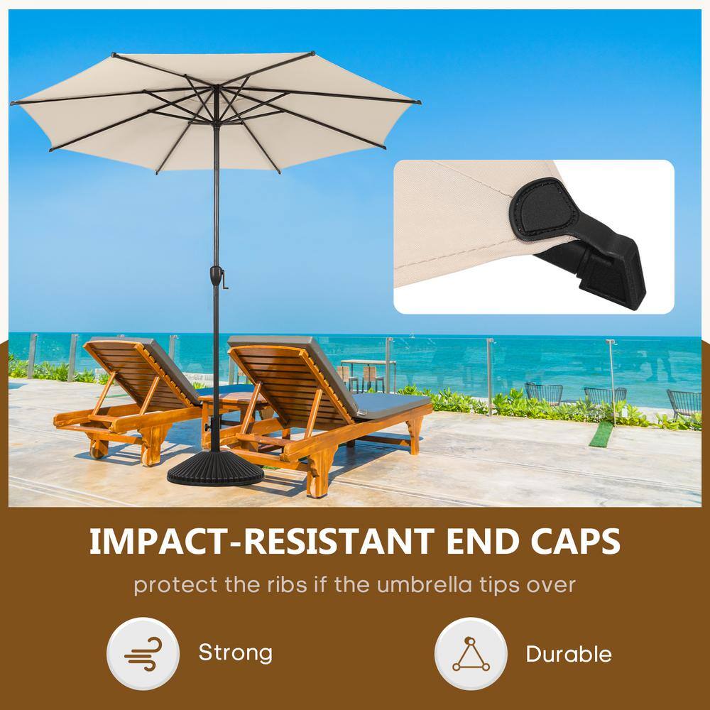 Lyon 11 ft Beige Steel Round Market Patio Umbrella