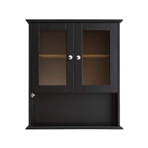 Mahit 26-in. W x 8-in. D x 30-in. H Bathroom Storage Wall Cabinet in Black Assembled