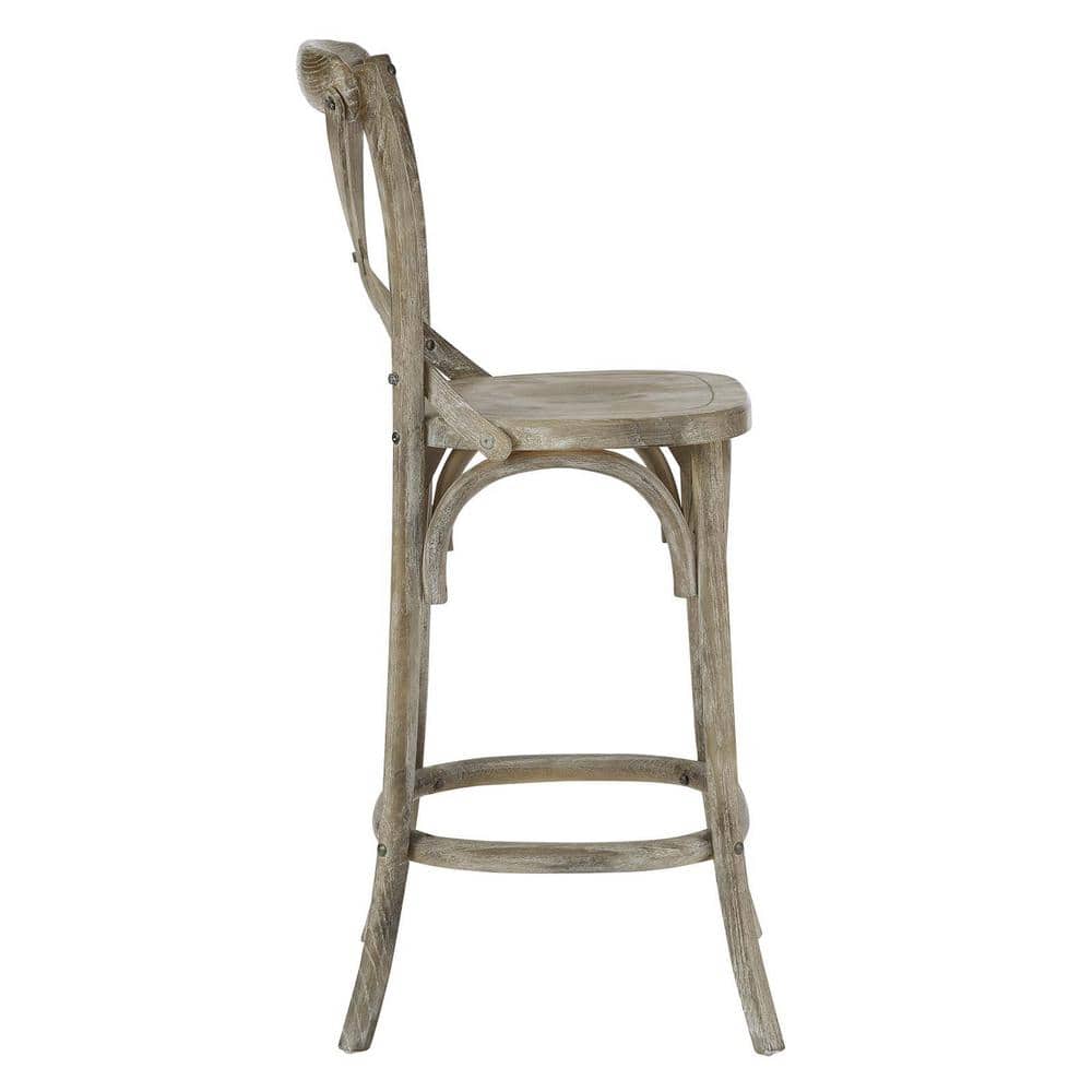 Farmhouse Charm Modern Gray Elm Wood Counter Stool