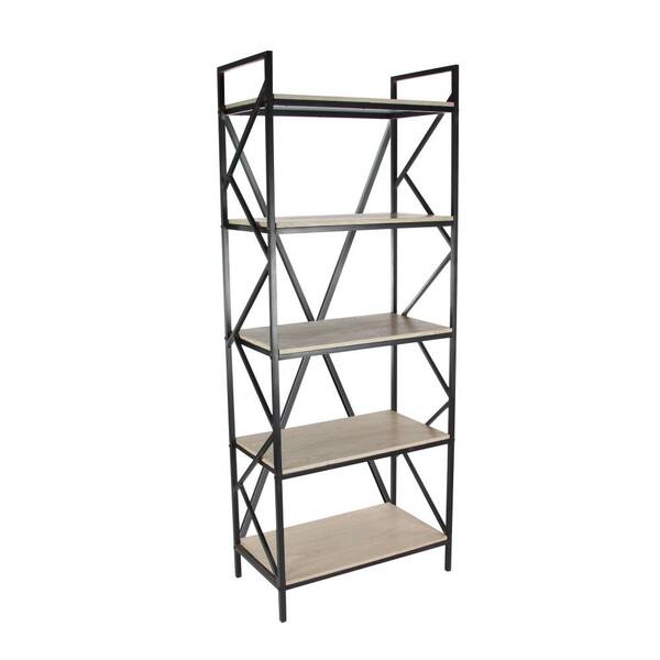Litton Lane 74 in. 5 Shelves Wood Stationary Brown Shelving
