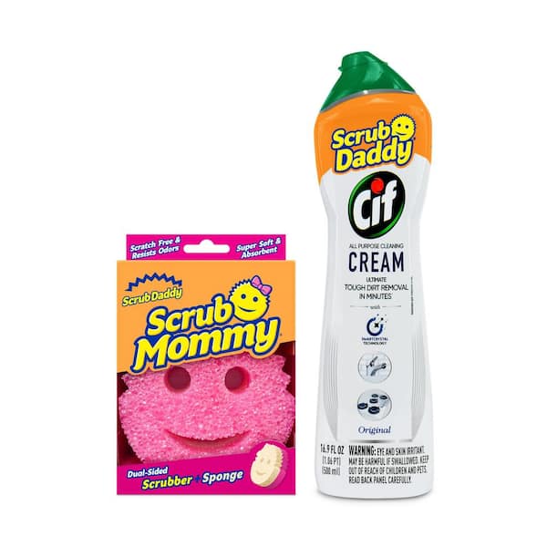 Scrub Mommy Sponge Plus Cif All Purpose Cleaning Cream Original 2ct Bundle  810044134469 - The Home Depot