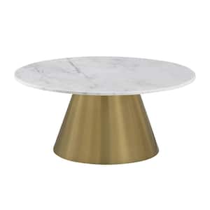 Jacobsen 36 in. L White Round Marble Coffee Table