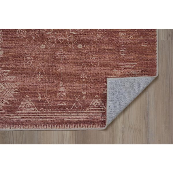 Park Merrie Brown and Ivory 8 x 10 ft. Traditional Woven Distressed Polyester Rectangle Indoor Area Rug