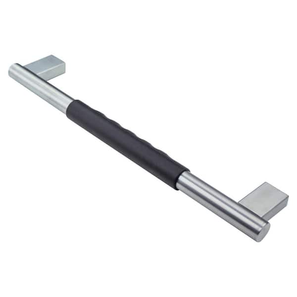 Transolid Maddox 16 in. x 1 in. Concealed Screw Grab Bar with Silicone Grip in Brushed Stainless/Black