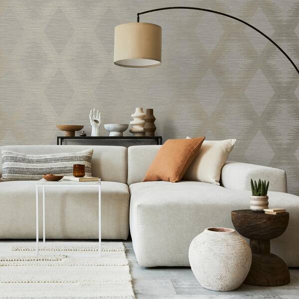 Serenity Geo Neutral and Gold Removable Wallpaper Sample