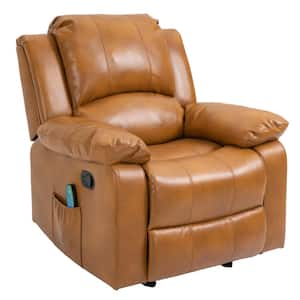 Camel Big and Tall Heavy Duty Faux Leather 8-Point Massage Glider Recliner with Remote Control and Side Pocket