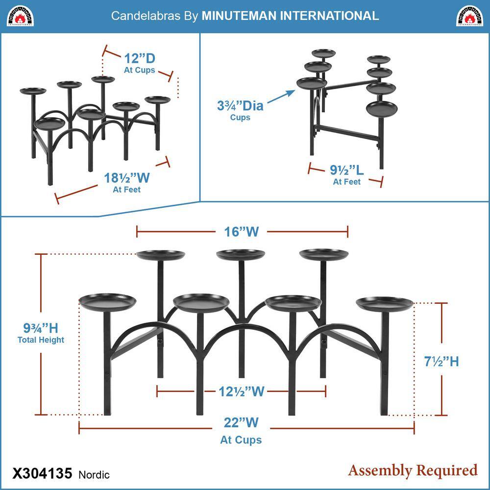 Elegant Two-Tier Wrought Iron Black Fireplace Candelabra